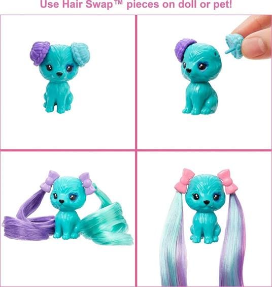 Bambole Barbie Color Reveal Glitter, Bambole con 25 acconciature e sorprese a tema festa, HBG38