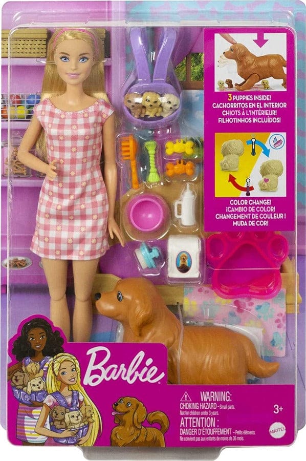 Barbie Bambola con Cagnolina Incinta 3 Cuccioli Appena Nati The Toys Store