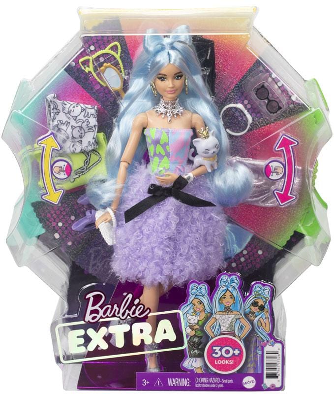 Barbie Barbie Extra dai Capelli Azzurri con Gattino e Tanti Accessori alla Moda Barbie Extra dai Capelli Azzurri con Gattino e 30 Accessori 