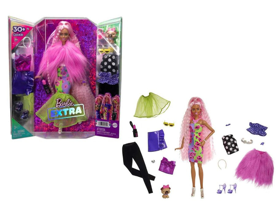 Barbie Extra Deluxe, Bambola con Cucciolo e tanti accessori alla moda