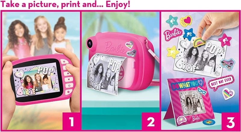 Barbie Lisciani Giochi- Barbie Print Cam Hi-Tech, Fotocamera Istantanea con Funzione Video e Selfie Barbie Print Cam, Fotocamera Istantanea con Funzione Video e Selfie