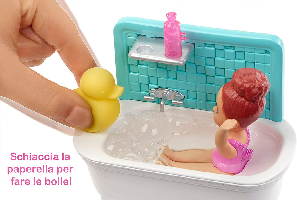 Barbie Skipper Babysitter con Vasca da Bagno e Accessori - The Toys Store