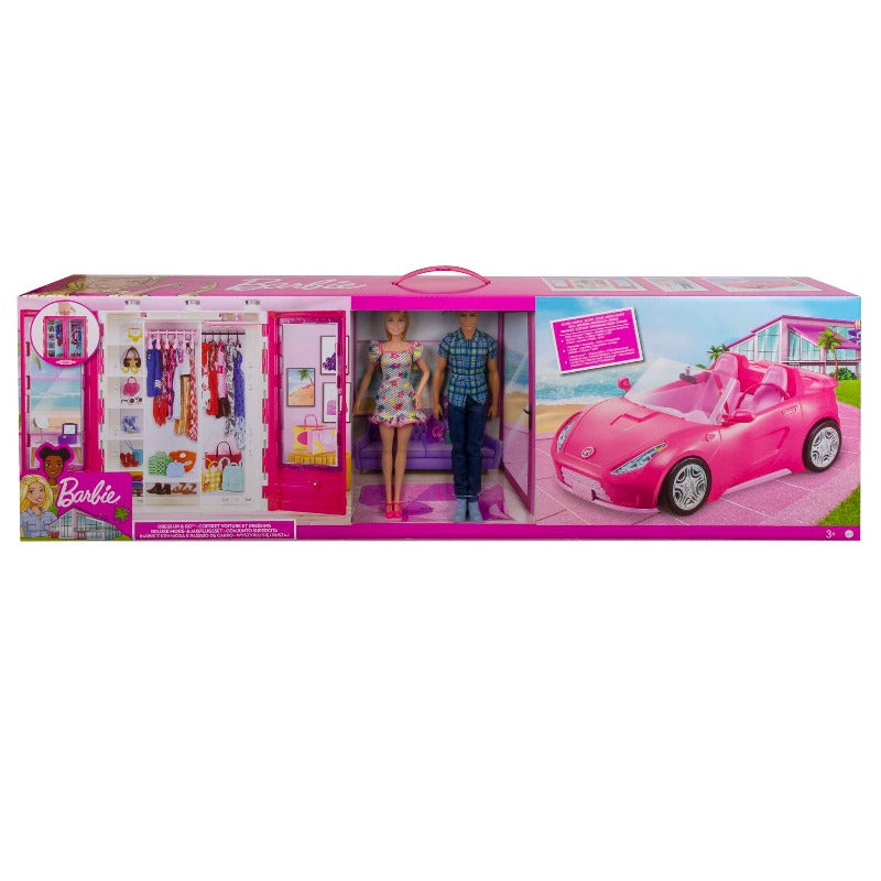 Bambole Barbie e Ken, Maxi set che include Bambole, Macchina e Armadio