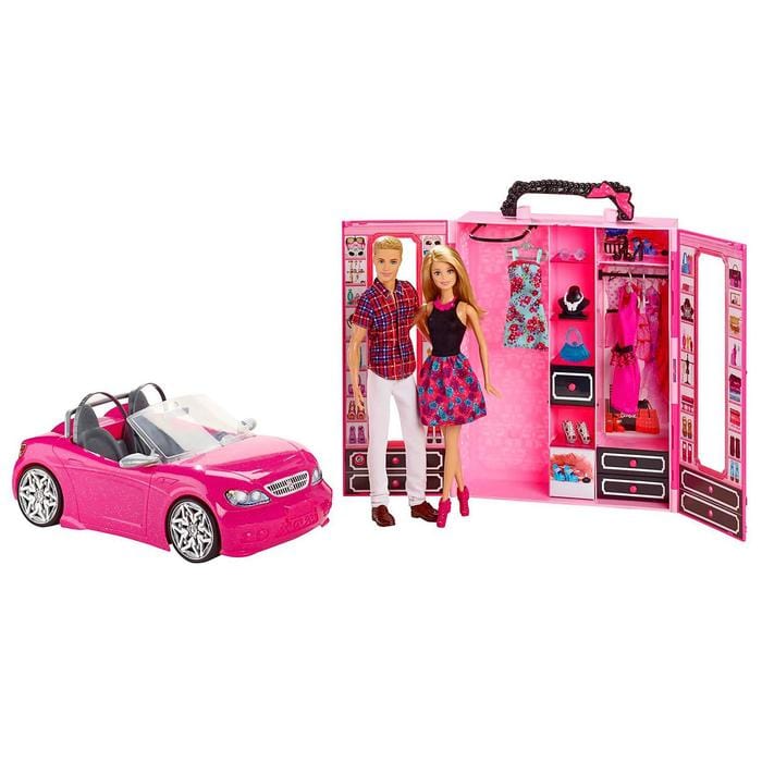 Bambole Barbie e Ken, Maxi set che include Bambole, Macchina e Armadio