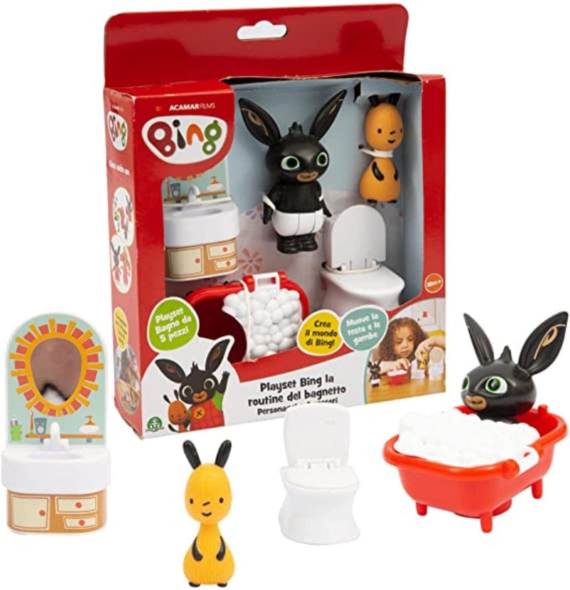 Personaggi Cartoni Bing Playset Bagno con Pupazzetti del Cartone Animato