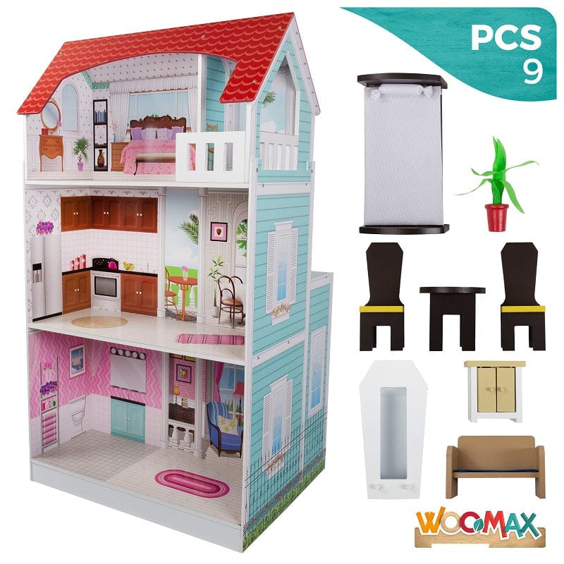Giochi d'Imitazione Cucina in Legno e Casa delle Bambole Gigante, Altezza 107cm