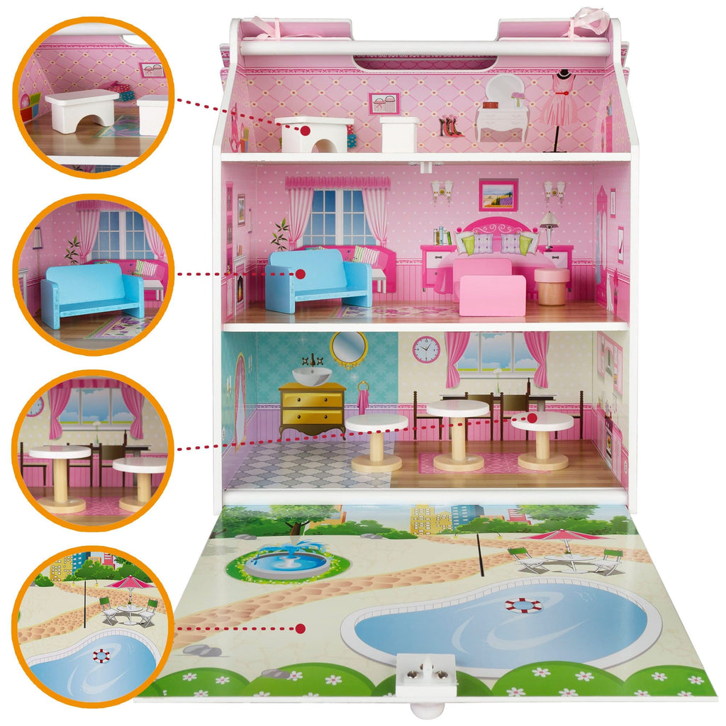 Casa delle Bambole in Legno con Mobili - The Toys Store