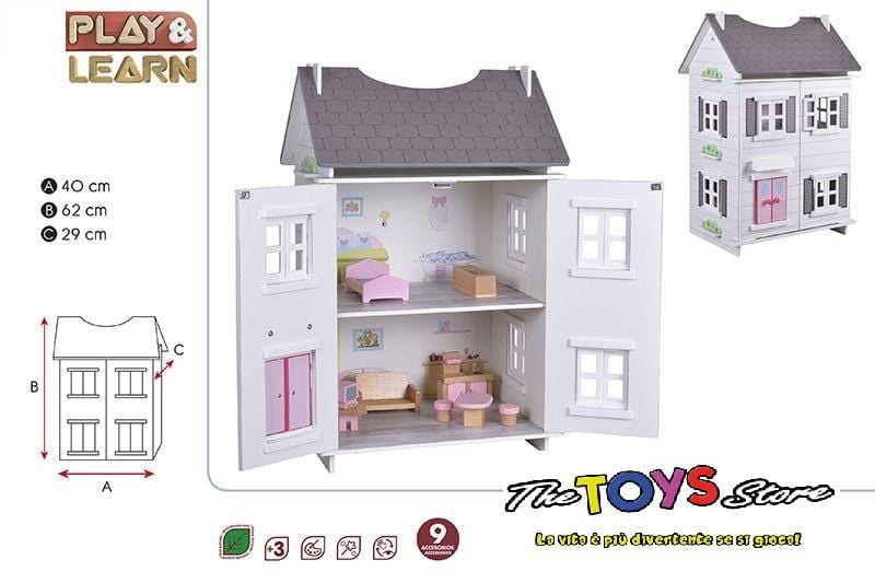 Casa delle Bambole in Legno con Mobili - The Toys Store