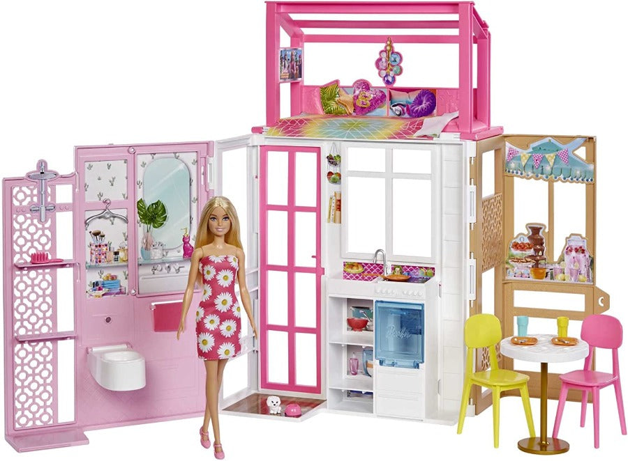 Barbie Casa portatile, loft con Bambola e Accessori, HCD48