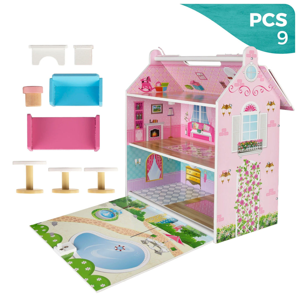 Casa delle Bambole in Legno con Mobili - The Toys Store