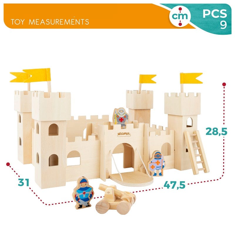 Giochi e giocattoli Castello Medievale in Legno, Playset per Bambini 47x31x29cm