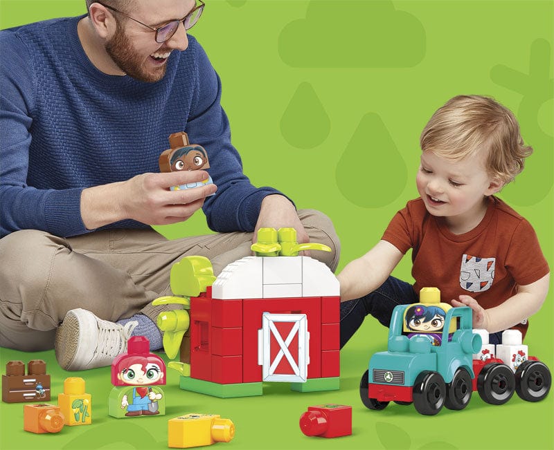 Blocchi a incastro Mega Bloks - Set Costruzioni Fattoria, 54 Blocchi Grandi per Bambini da 1 Anno in sù Mega Bloks - Cuccioli a Scuola, 40 Blocchi da Costruzione Giocattolo per Bambini