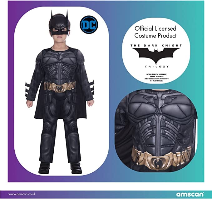 Costume Carnevale Costume Batman Bambino, Travestimento Cavaliere Oscuro
