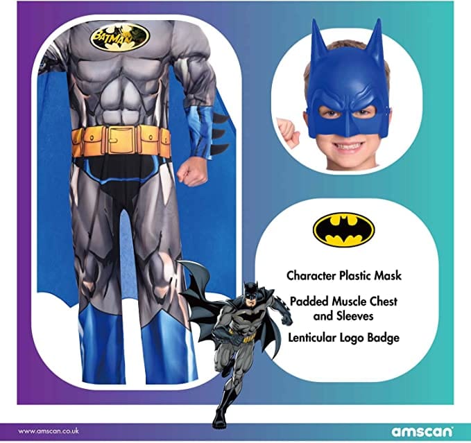 Costume Carnevale Costume Batman Bambino, Travestimento Carnevale