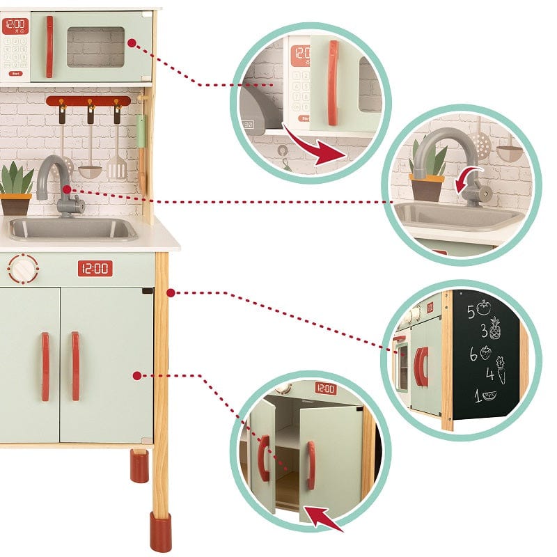 Giochi d'Imitazione Cucina in Legno Giocattolo per Bambini - Cucina Luci e Suoni alta 104 cm
