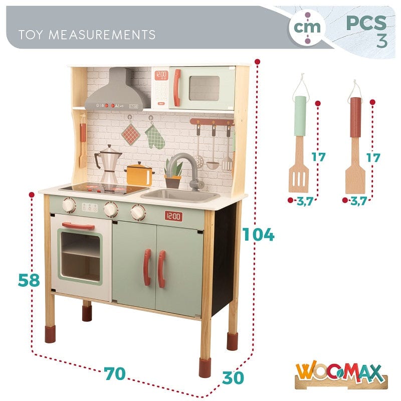 Giochi d'Imitazione Cucina in Legno Giocattolo per Bambini - Cucina Luci e Suoni alta 104 cm