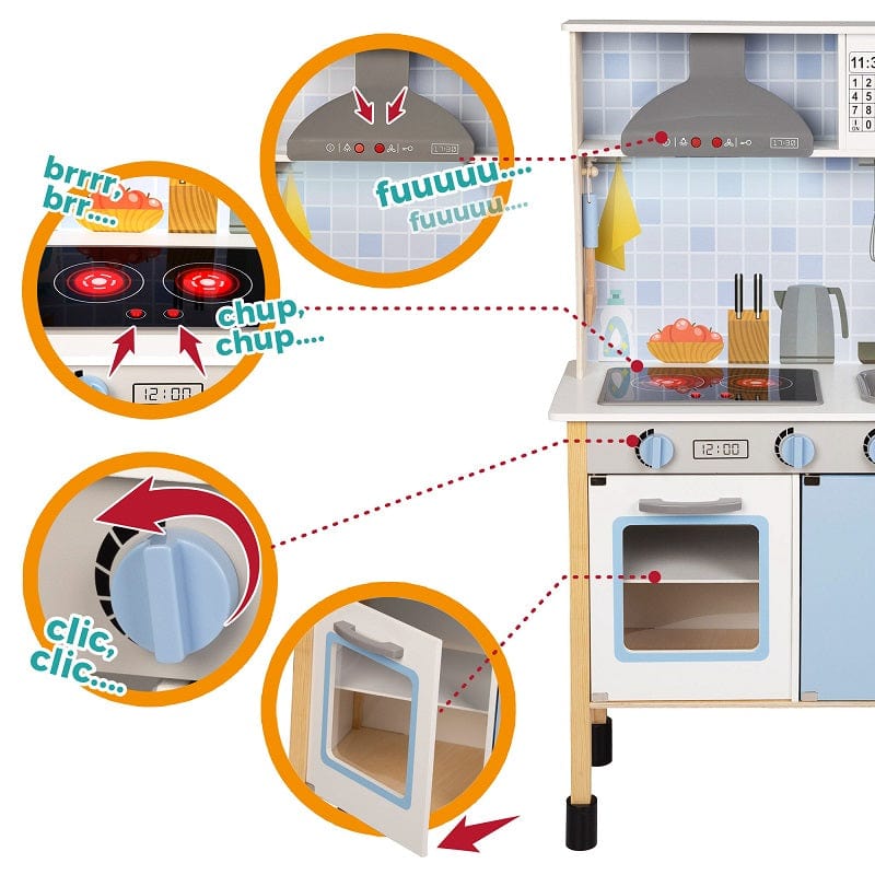 Giochi d'Imitazione Cucina in Legno per Bambini con Luci e Suoni, altezza 104 cm Cucina in Legno con Luci e Suoni - The Toys Store Giocattoli