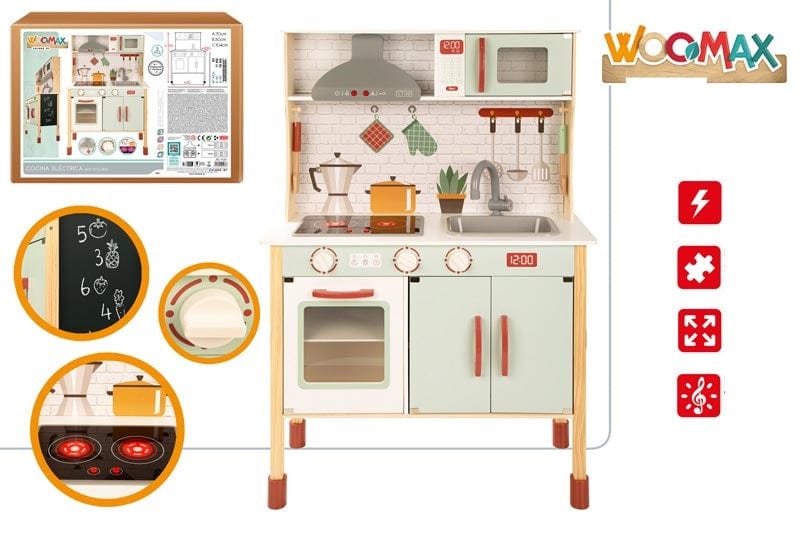 Giochi d'Imitazione Cucina in Legno Giocattolo per Bambini - Cucina Luci e Suoni alta 104 cm