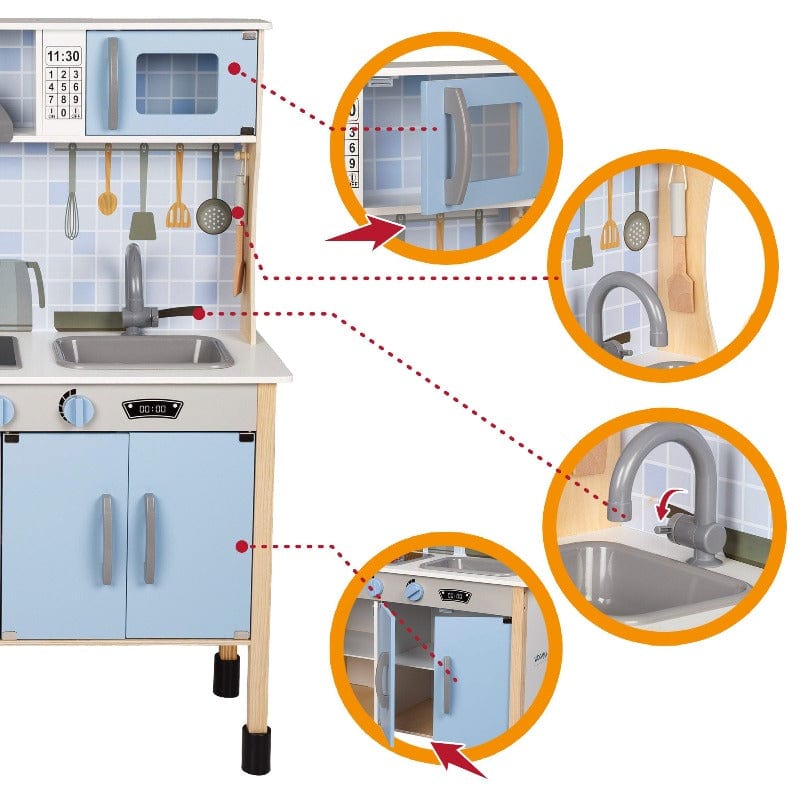 Giochi d'Imitazione Cucina in Legno per Bambini con Luci e Suoni, altezza 104 cm Cucina in Legno con Luci e Suoni - The Toys Store Giocattoli