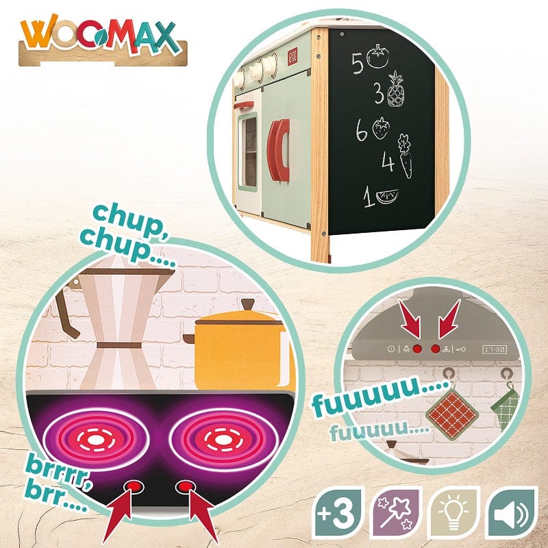 Giochi d'Imitazione Cucina in Legno Giocattolo per Bambini - Cucina Luci e Suoni alta 104 cm
