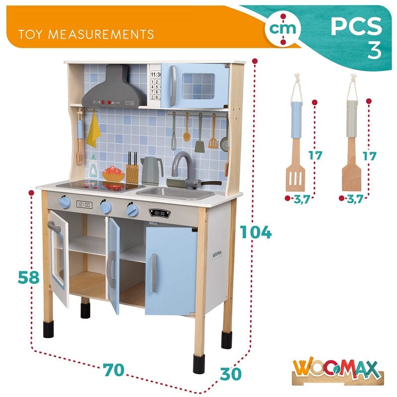 Giochi d'Imitazione Cucina in Legno per Bambini con Luci e Suoni, altezza 104 cm Cucina in Legno con Luci e Suoni - The Toys Store Giocattoli
