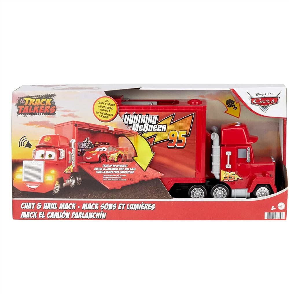 camion giocattolo Disney Cars Camion Mack Autotrasportatore di Saetta McQueen da 43cm con Luci e Suoni Disney Cars Camion Mack Autotrasportatore di Saetta McQueen 