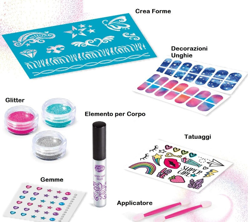Crea Tatuaggi Glitter per Unghie e Corpo Lisciani il Laboratorio dei Tatuaggi
