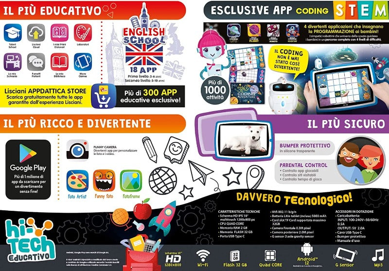 Tablet per Bambini Lisciani-Mio Tab STEM XL 2022, Tablet con Schermo 10 Pollici, 32 GB di Memoria Lisciani-Mio Tab XL 2022, Tablet con Schermo 10 Pollici, 32 GB