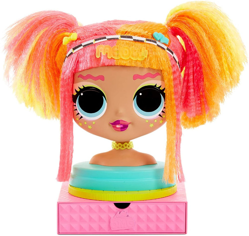 L.O.L. Surprise O.M.G Testa Neonlicious con Stick-on Hair infinite acconciature - The Toys Store