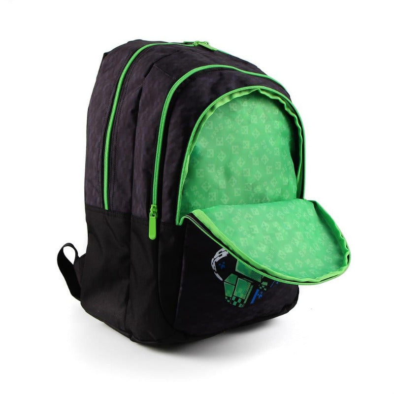 Zaino Minecraft Per Ragazzi - Nero Con Stampa Creeper, 100% Poliestere, 42x31 Cm - Foto 3
