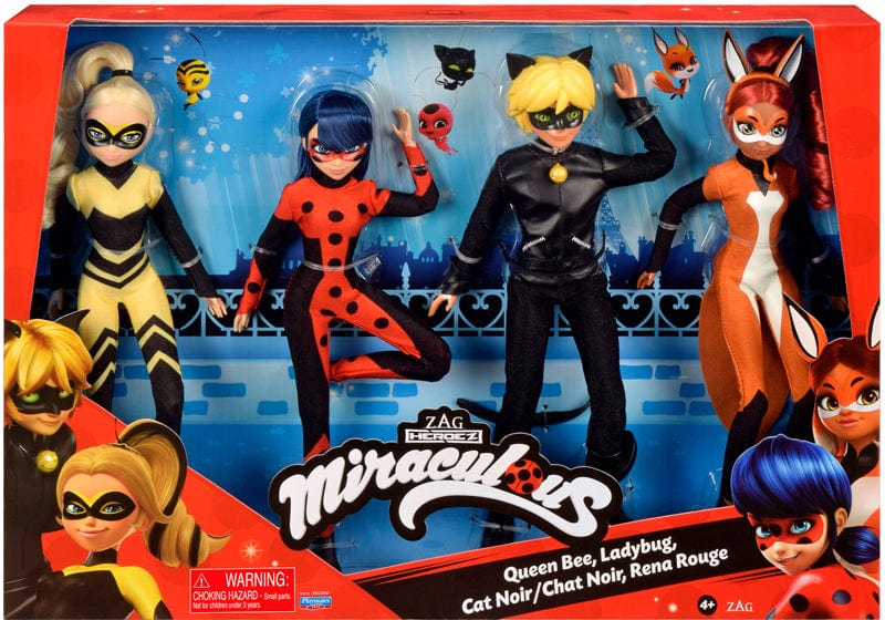 Bambole Miraculous Ladybug set da 4 Bambole da 26cm