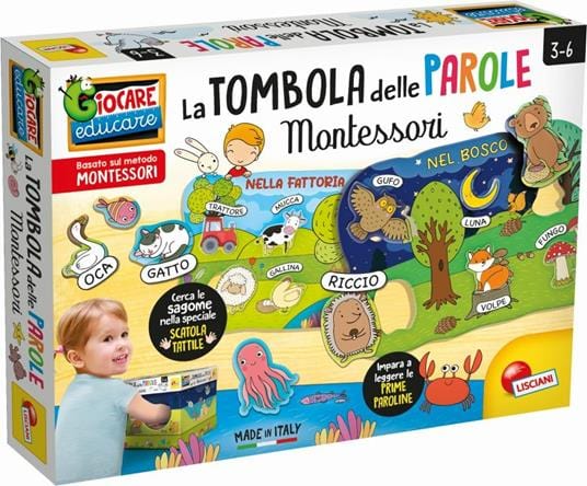 Giocattoli educativi Montessori Maxi Tombola Lettere e Parole