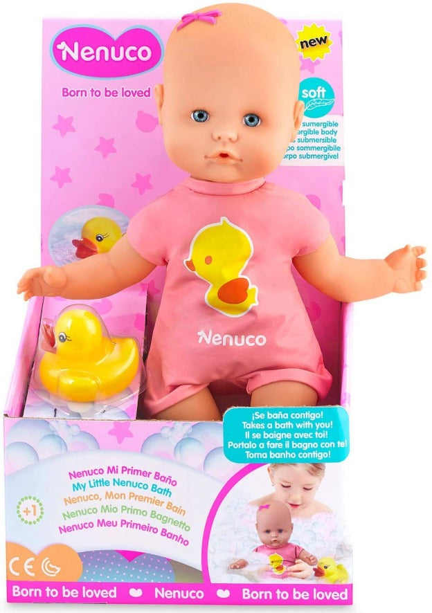 bambolotto Nenuco bagno, con corpo morbido, Bambola bagnetto per bambine +12Mesi Nenuco Biberon Magico - Bambola con Accessori
