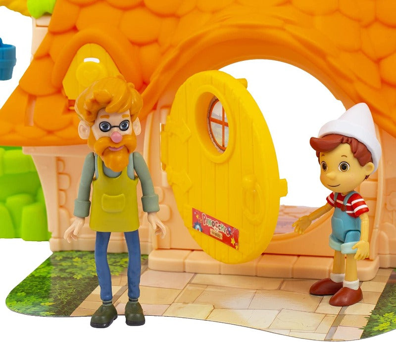 Pinocchio e Friends, Casa di Geppetto Playset con Luci, include due personaggi