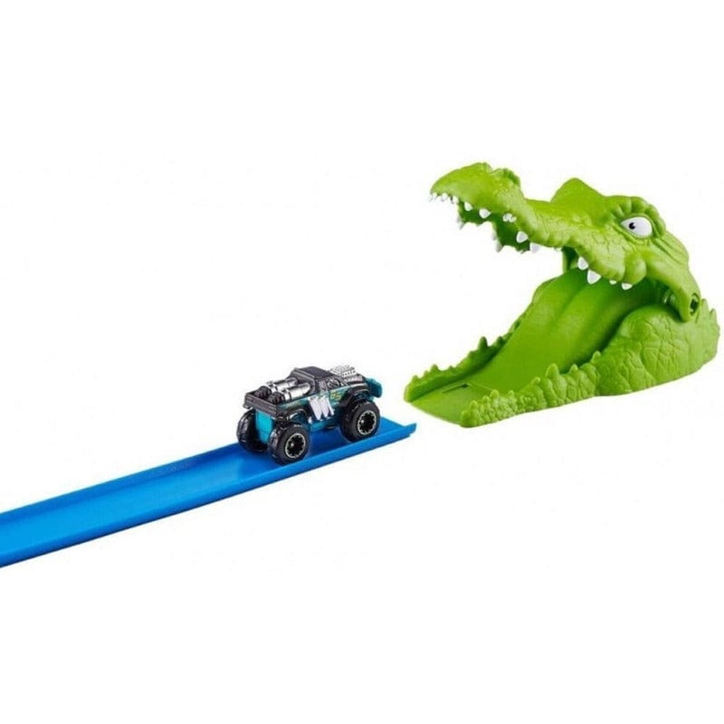 Set auto da corsa giocattolo Pista Macchinine Attacco del Coccodrillo, Playset con Monster Truck  in Metallo