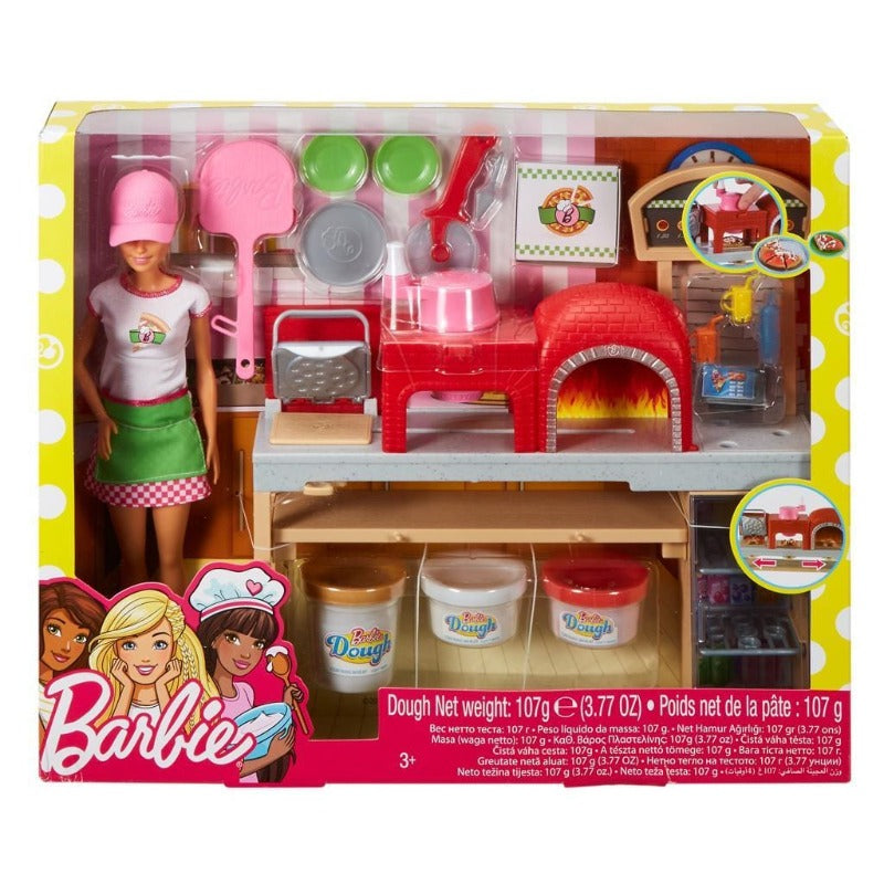 Barbie Pizzeria con Bambola, Tavolo ,Forno e Plastilina - The Toys Store