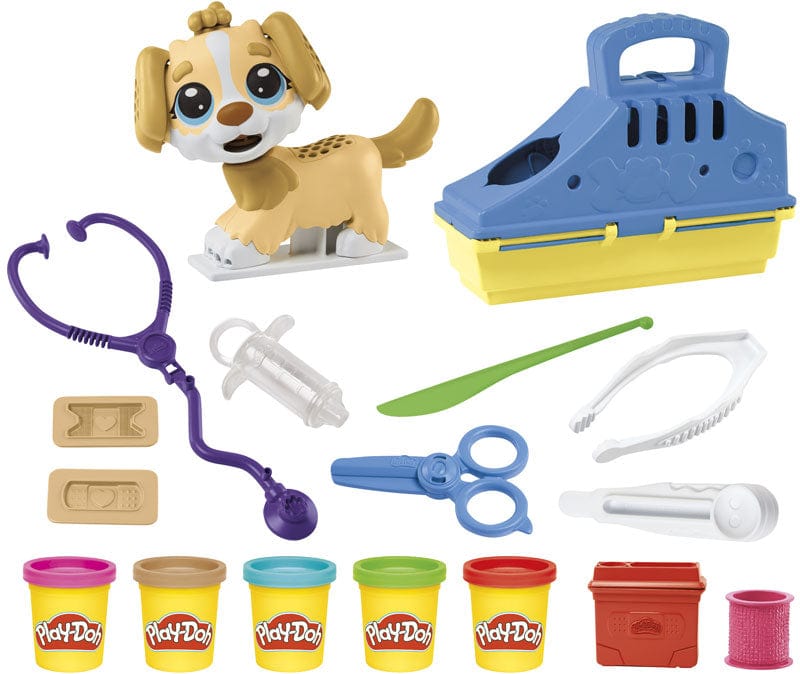 Plastilina Play-Doh Set da Veterinario, playset con cane giocattolo, include 5 colori di pasta da modellare Play-Doh Set da Veterinario, playset con cane giocattolo, include 5 colori di pasta da modellare.