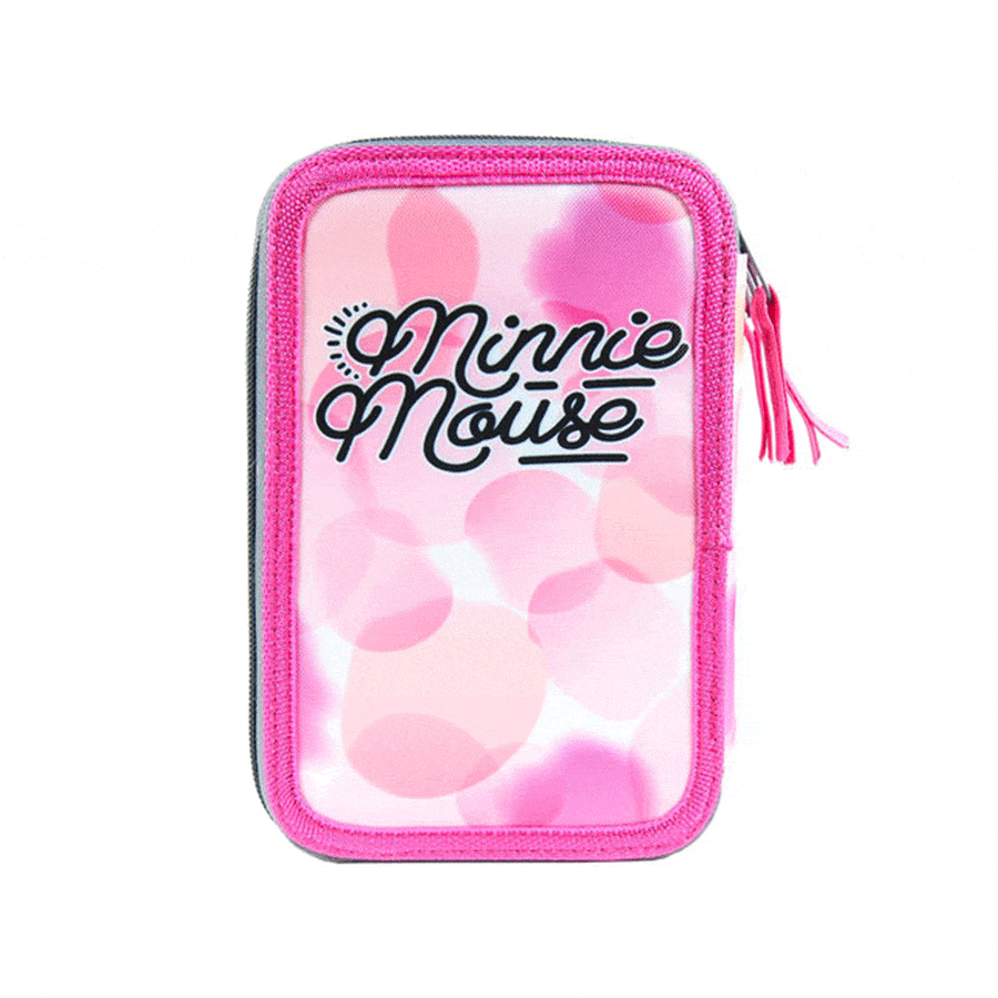 Astuccio Astuccio 3 scomparti Minnie, Portacolori tre Zip Topolina Disney