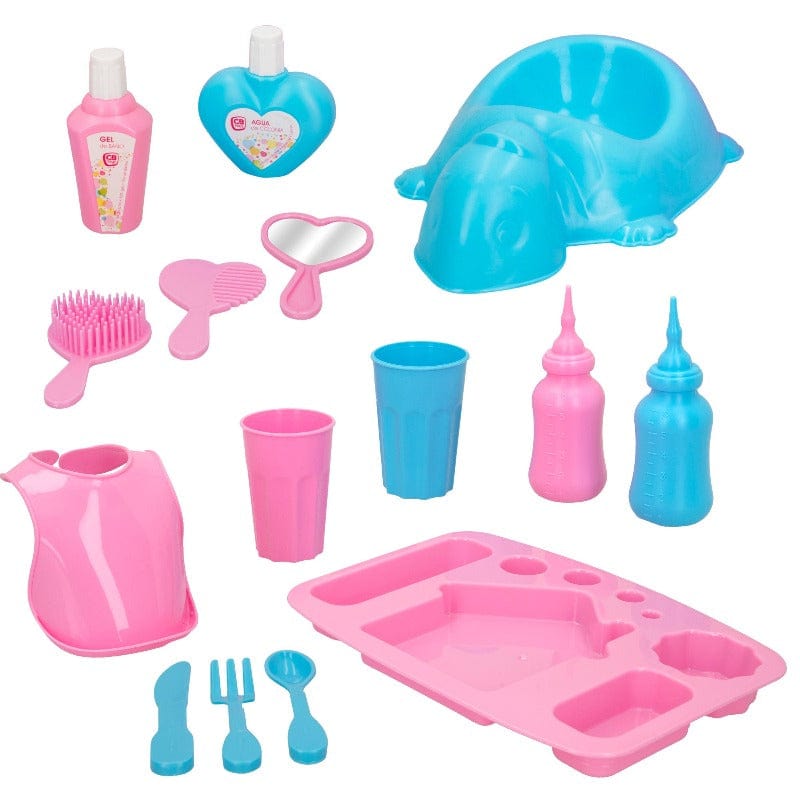 bambolotto Set Accessori per Bambolotti, Include set per la Pappa e il Bagnetto 15pz