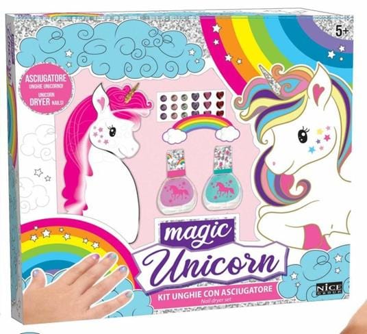 Trousse Unghie Unicorno, Set Smalti con Stickers e Asciugatore