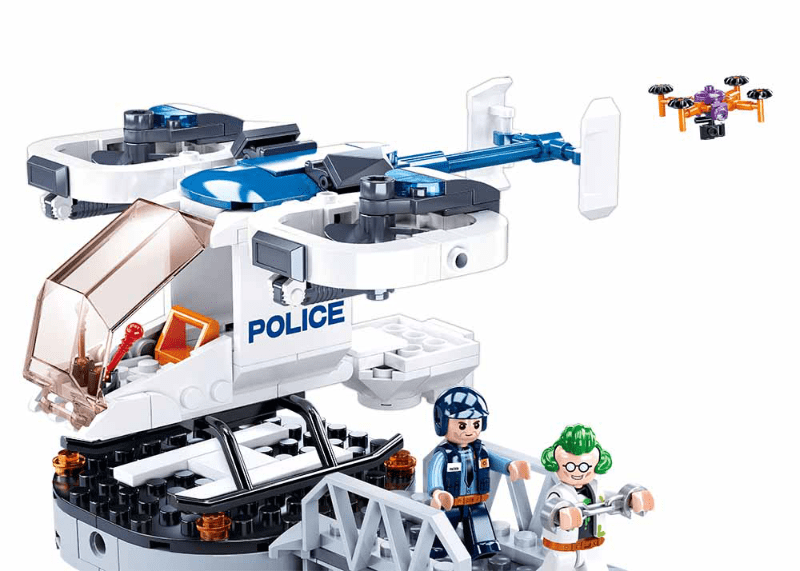 Blocchi a incastro Sluban Costruzioni, Elicottero della Polizia con Drone e Prigioniero