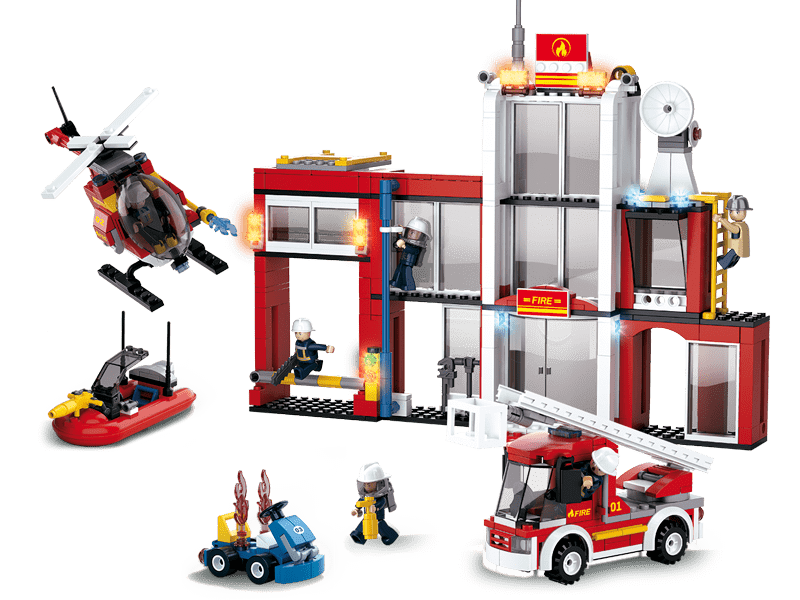 Set Costruzioni Pompieri - Stazione dei Vigili del Fuoco Sluban Costruzioni Camion dei Pompieri | The Toys Store