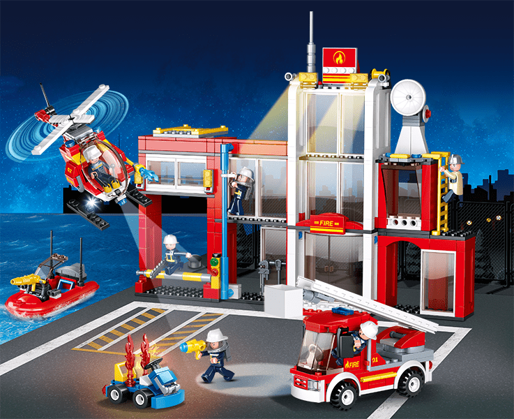 Set Costruzioni Pompieri - Stazione dei Vigili del Fuoco Sluban Costruzioni Camion dei Pompieri | The Toys Store