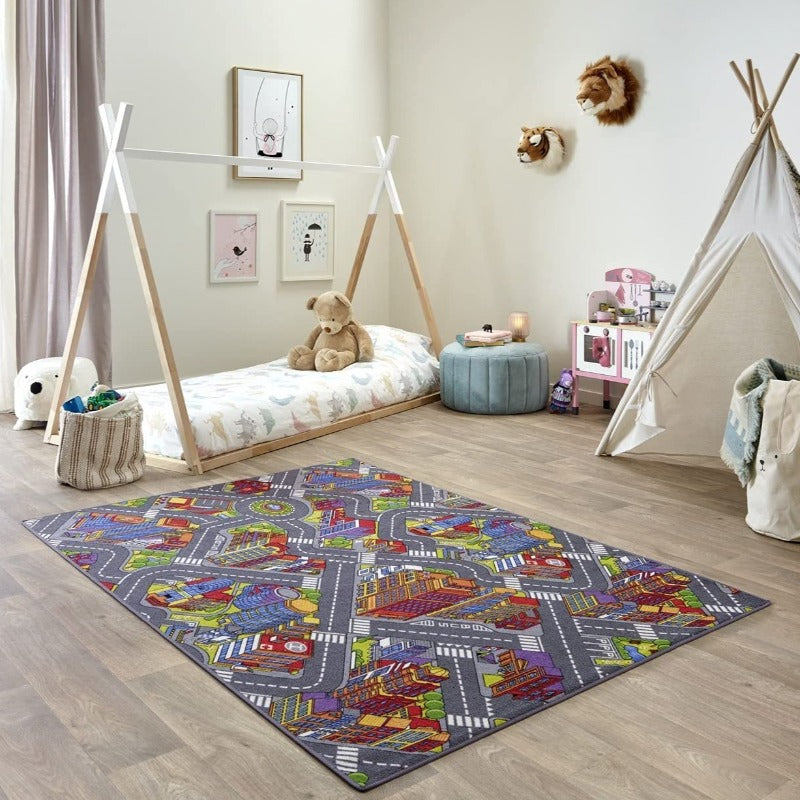 Tappeto da Gioco big city 140x200 cm Tappeto da Gioco per Bambini | Tappetino per Gattonare