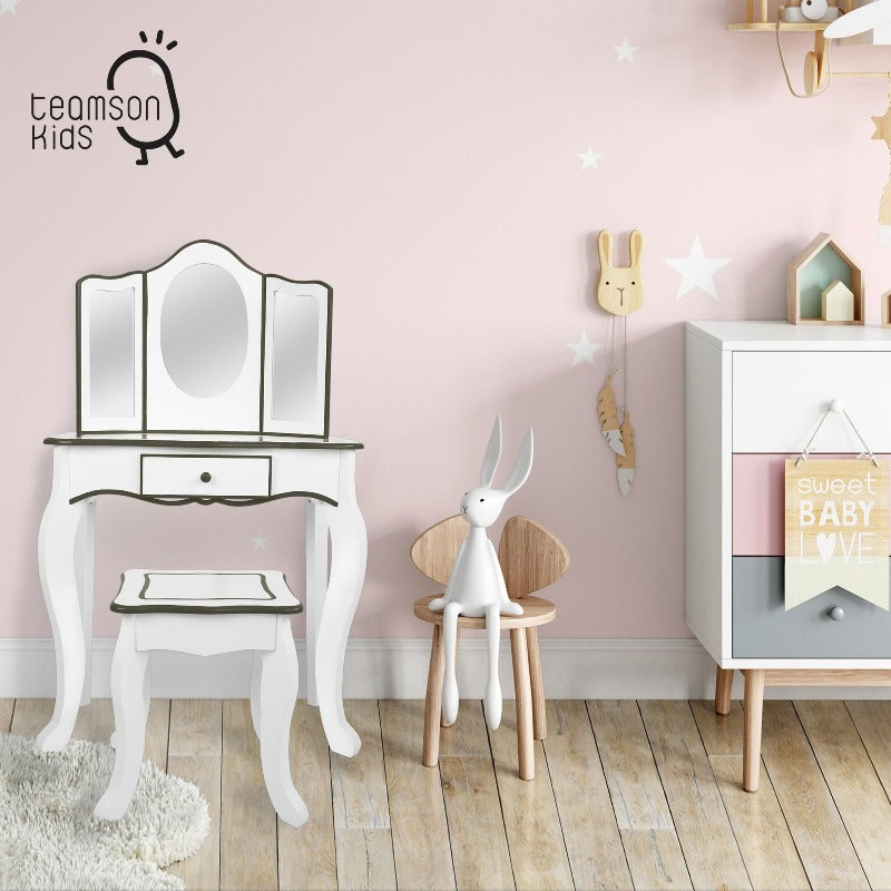 Specchiera con Sgabello in Legno - The Toys Store