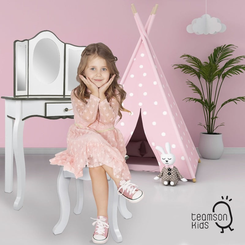 Specchiera con Sgabello in Legno - The Toys Store