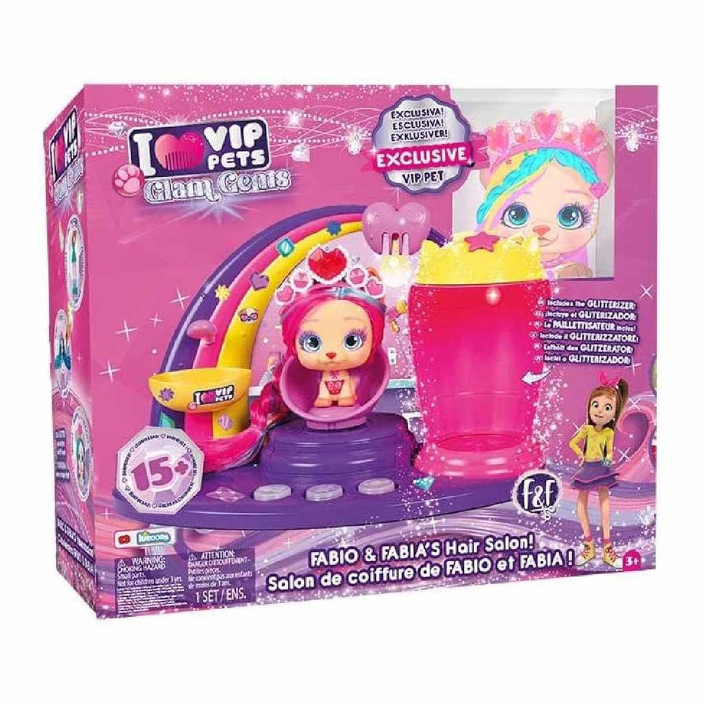 Bambole, playset e giocattoli Vip Pets Glam Gems, Hair Salon Fabio & Fabia, Playset Salone Parrucchieri