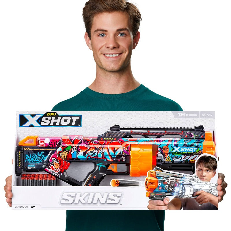 fucile giocattolo X-Shot Skins Last Stand, Blaster Serigrafati con dardi in schiuma